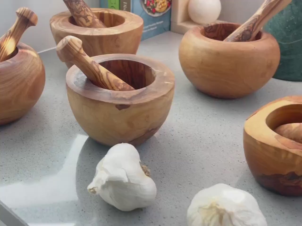 Handcrafted Olive Wood Mortar and Pestle: Rustic Spice Grinder