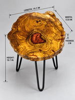Live Edge Olive Wood Resin Side Table – Red Heart Resin, 15.7 × 12.6 in (One of a Kind, T40) zitun-atelier-040-olive-wood-resin-side-table-photo-04