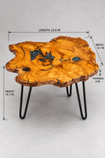Live Edge Olive Wood Resin Side Table – Blue Resin Veins, 22.8 × 16.1 in (One of a Kind, T71) zitun-atelier-071-olive-wood-resin-side-table-photo-04